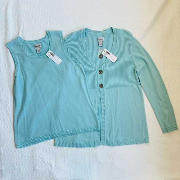 Chico’s Aqua Sky Sweater Set – Large (Chico’s size 2) - Picture 1 of 7